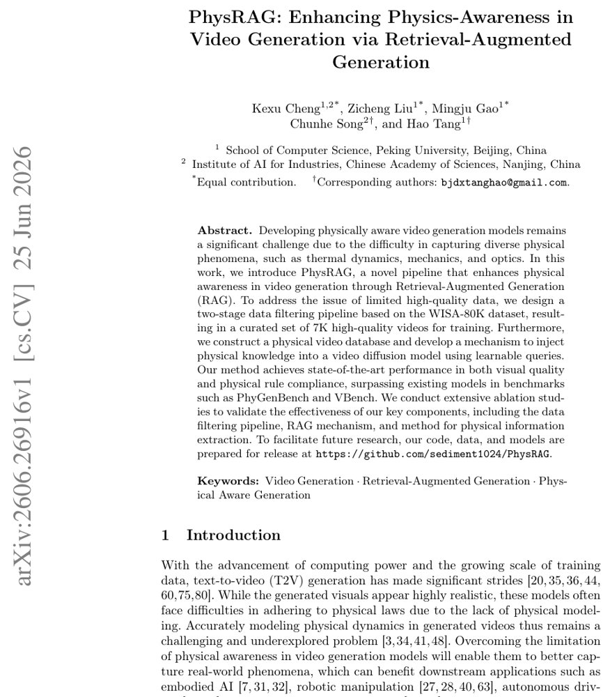 PhysRAG: Enhancing Physics-Awareness in Video Generation via Retrieval-Augmented Generation Figure 1