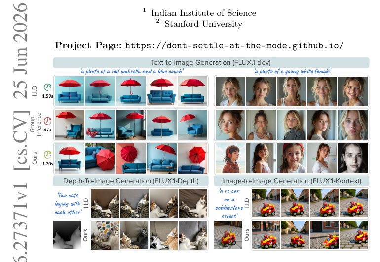 Don't Settle at the Mode! Mitigating Diversity Collapse in Pretrained Flow Models via Feature Self-Guidance Figure 1