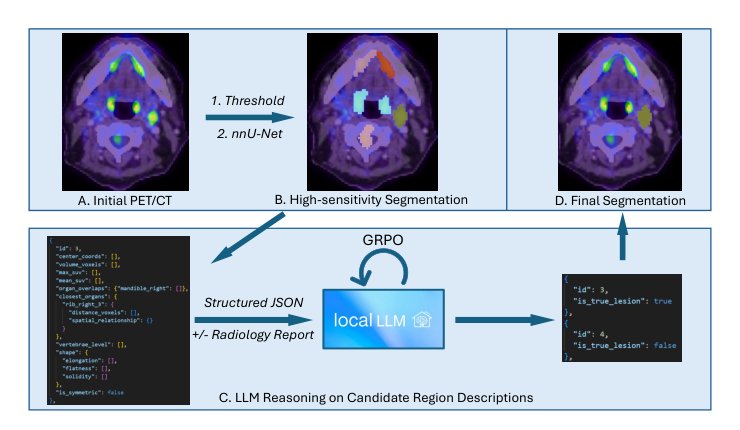 RADIANT-PET: Reasoning-Augmented PET/CT Lesion Segmentation with Large Language Models and Reinforcement Learning Figure 1