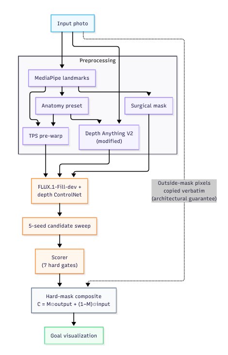 Envisage: Diffusion-Based Rhinoplasty Goal Visualization with Mask-Decomposed Evaluation Figure 1