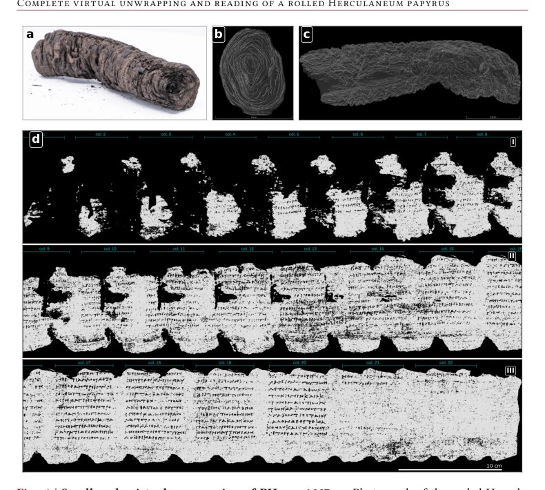 Complete virtual unwrapping and reading of a rolled Herculaneum papyrus Figure 1
