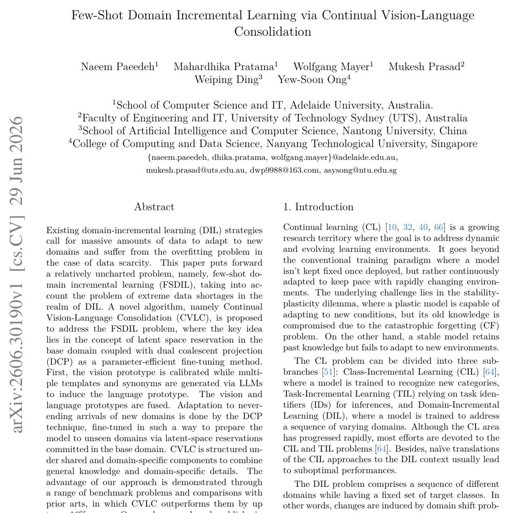 Few-Shot Domain Incremental Learning via Continual Vision-Language Consolidation Figure 1