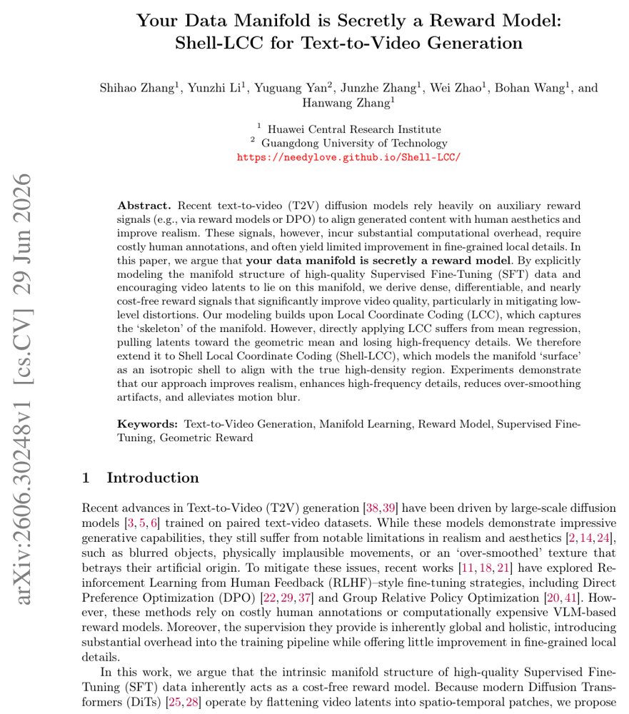 Your Data Manifold is Secretly a Reward Model: Shell-LCC for Text-to-Video Generation Figure 1