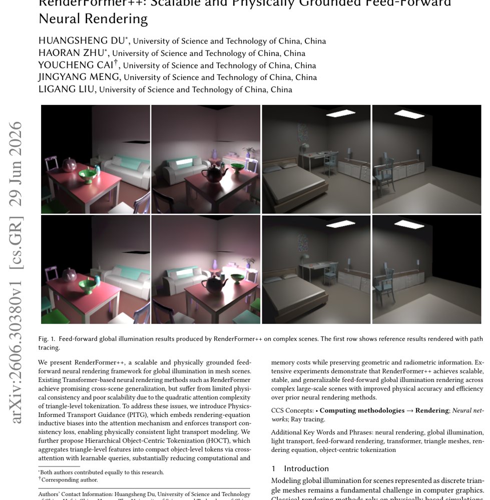 RenderFormer++: Scalable and Physically Grounded Feed-Forward Neural Rendering Figure 1