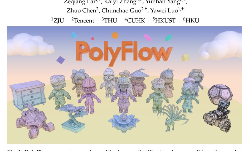 PolyFlow: Continuous Topology Embedding Flow Matching for Artist-style Mesh Generation Figure 1