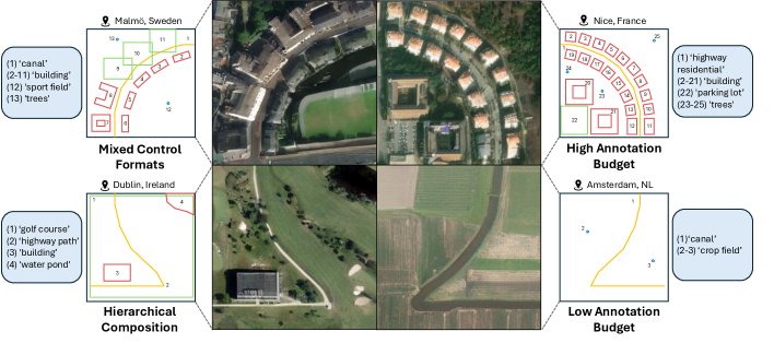 TerraDiT-$Ω$: Unified Spatial Control for Satellite Image Synthesis with Any Geospatial Primitive Figure 1