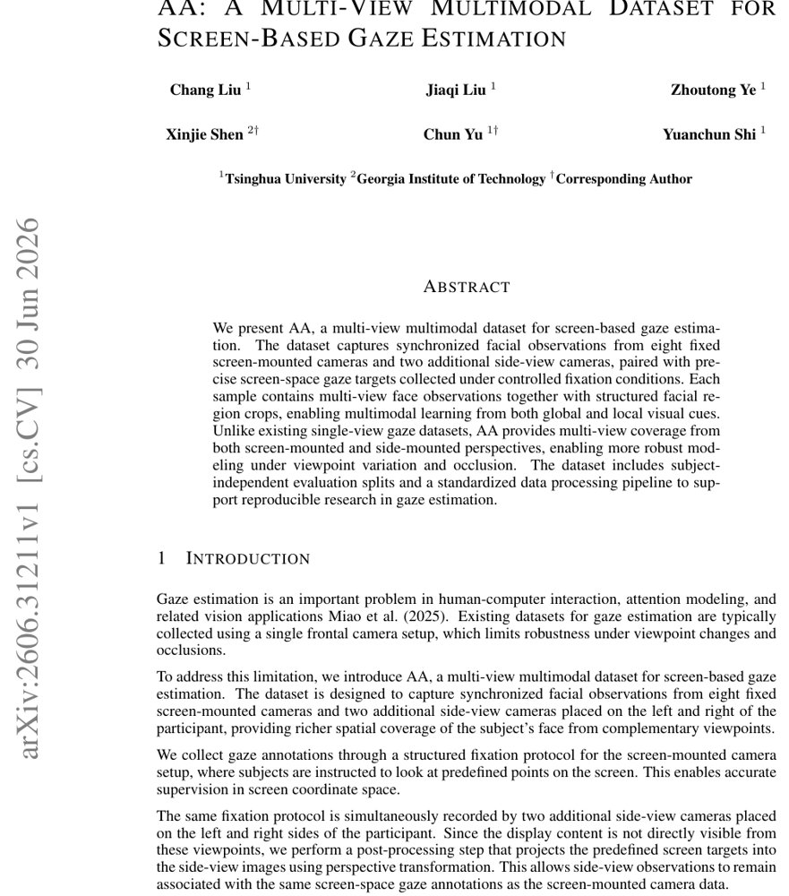 AA: A Multi-view Multimodal Dataset for Screen-based Gaze Estimation Figure 1