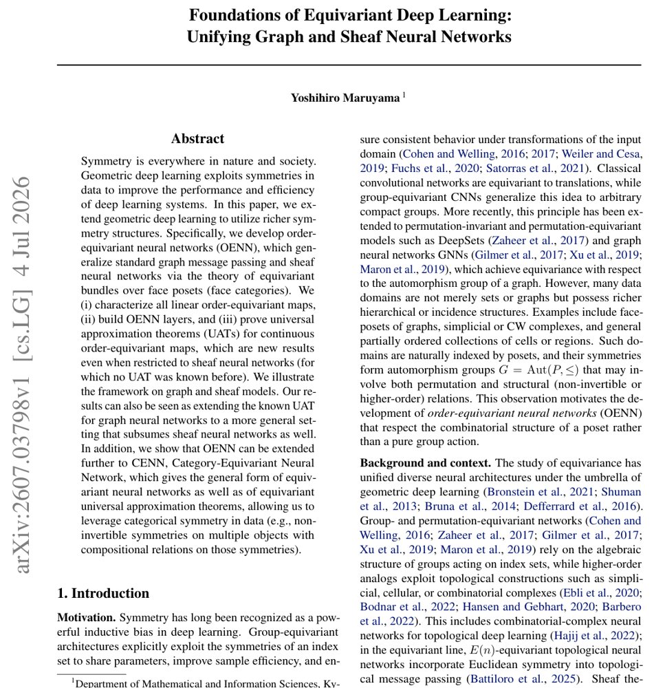 Foundations of Equivariant Deep Learning: Unifying Graph and Sheaf Neural Networks Figure 1