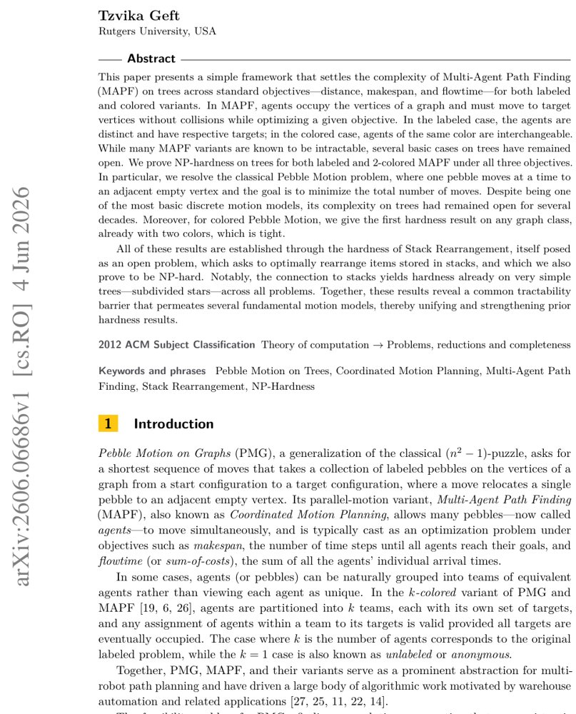 On the Hardness of Optimal Motion on Trees Figure 1