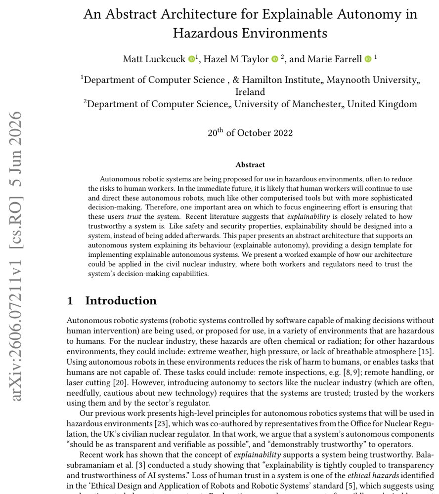 An Abstract Architecture for Explainable Autonomy in Hazardous Environments Figure 1