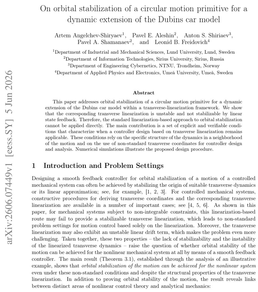 On orbital stabilization of a circular motion primitive for a dynamic extension of the Dubins car model Figure 1