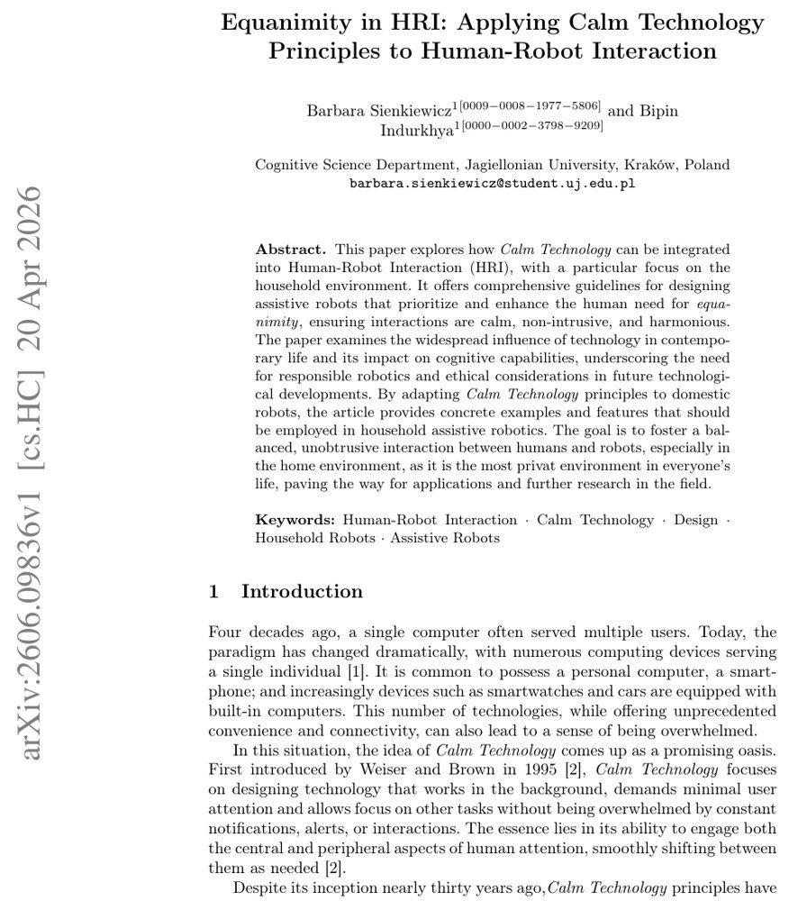 Equanimity in HRI: Applying Calm Technology Principles to Human-Robot Interaction Figure 1