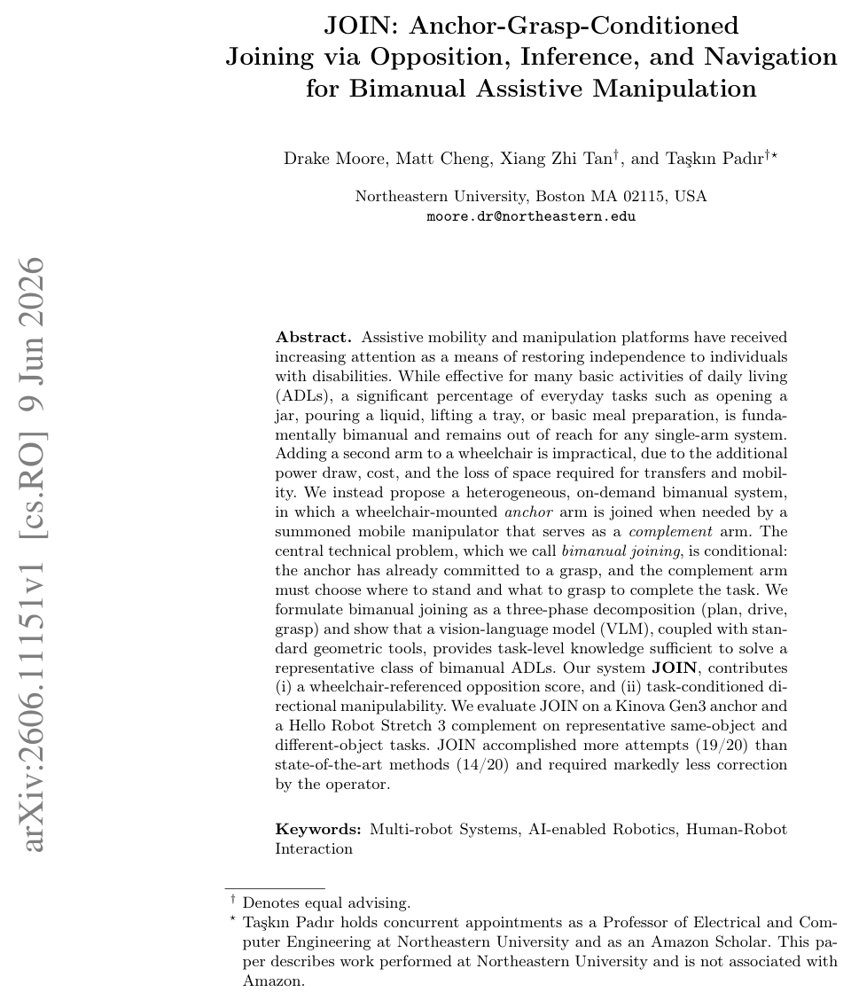 JOIN: Anchor-Grasp-Conditioned Joining via Opposition, Inference, and Navigation for Bimanual Assistive Manipulation Figure 1