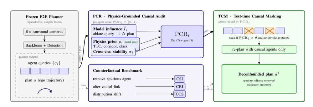 CADET: Physics-Grounded Causal Auditing and Training-Free Deconfounding of End-to-End Driving Planners Figure 1