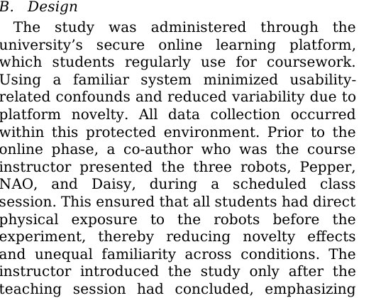 What Robots Do Matters More Than What They Look Like: Task Context Shapes Trust in Educational HRI Figure 1