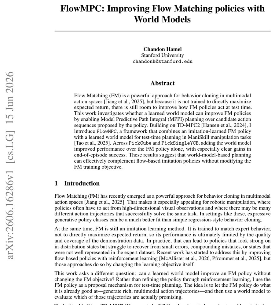 FlowMPC: Improving Flow Matching policies with World Models Figure 1