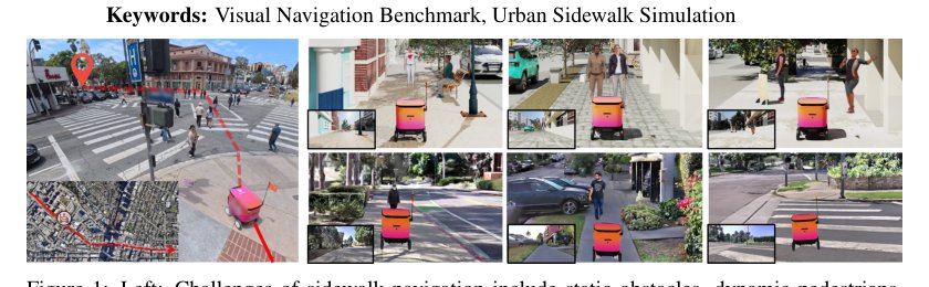 SidewalkBench: Benchmarking Visual Navigation on Urban Sidewalks Figure 1