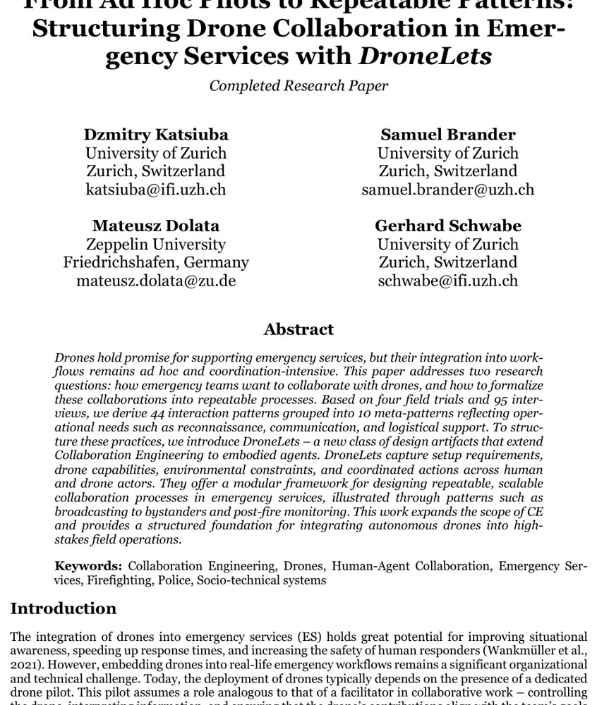 From Ad Hoc Pilots to Repeatable Patterns: Structuring Drone Collaboration in Emergency Services with DroneLets Figure 1