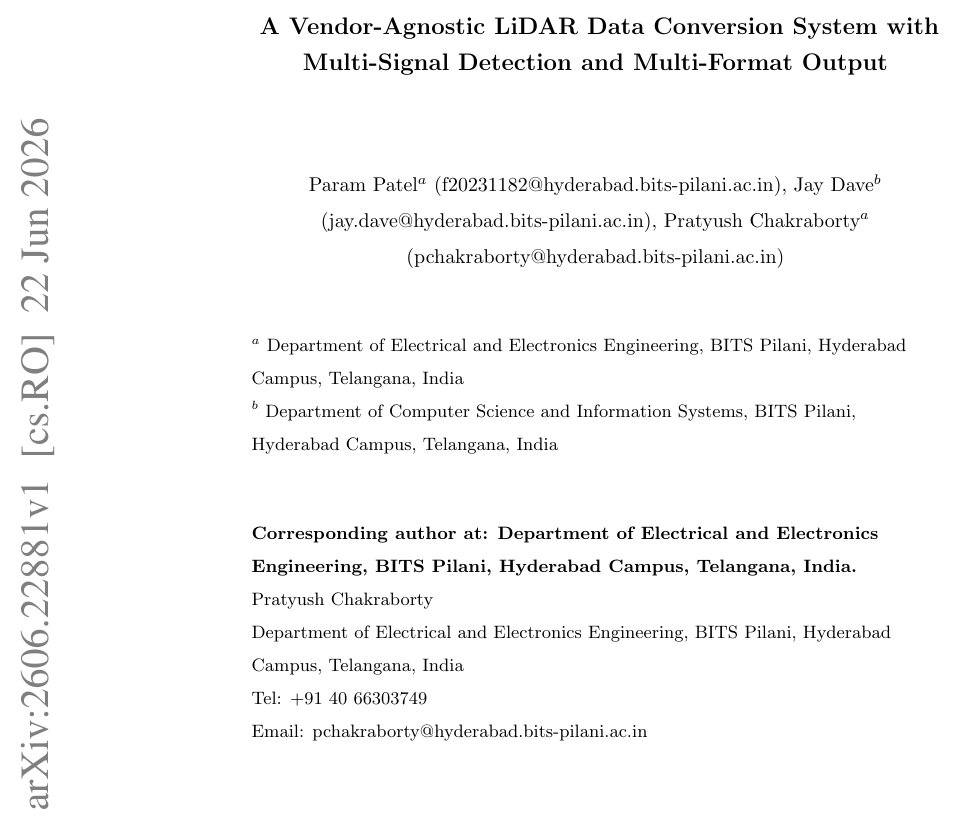A Vendor-Agnostic LiDAR Data Conversion System with Multi-Signal Detection and Multi-Format Output Figure 1
