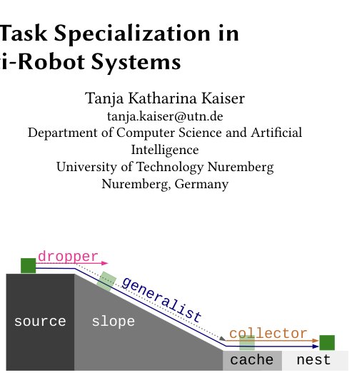 The Evaluation Cost of Task Specialization in Evolutionary Multi-Robot Systems Figure 1