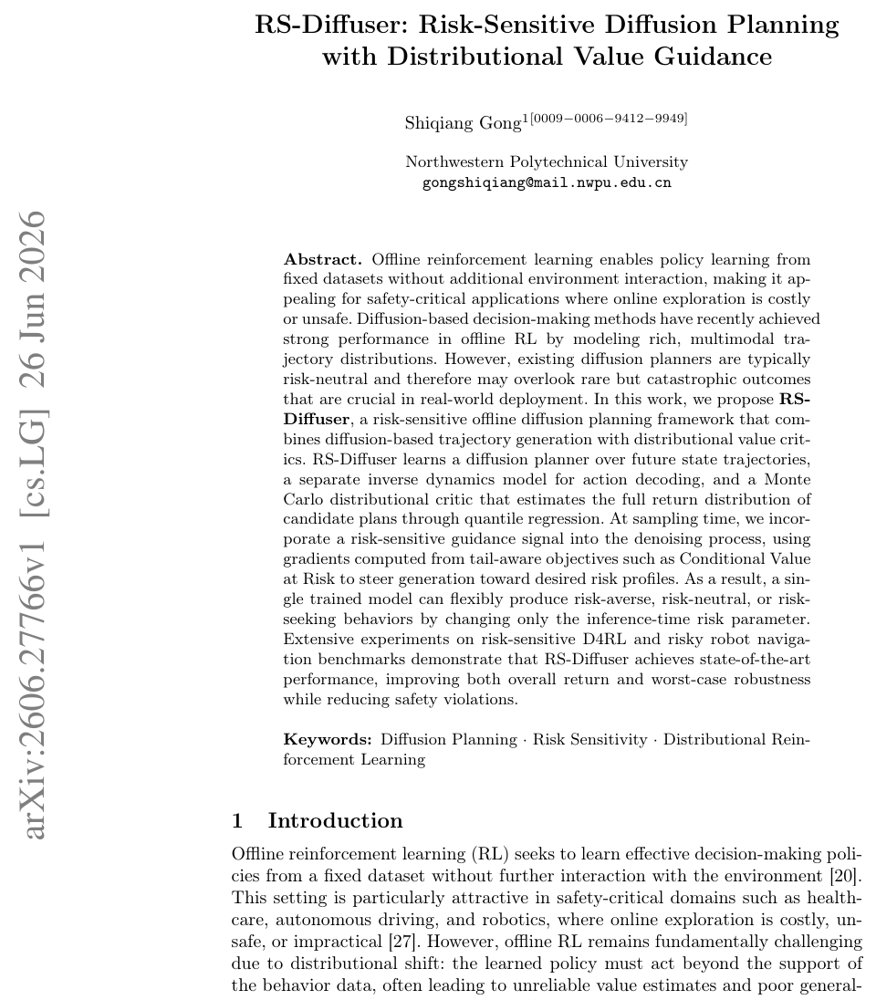 RS-Diffuser: Risk-Sensitive Diffusion Planning with Distributional Value Guidance Figure 1