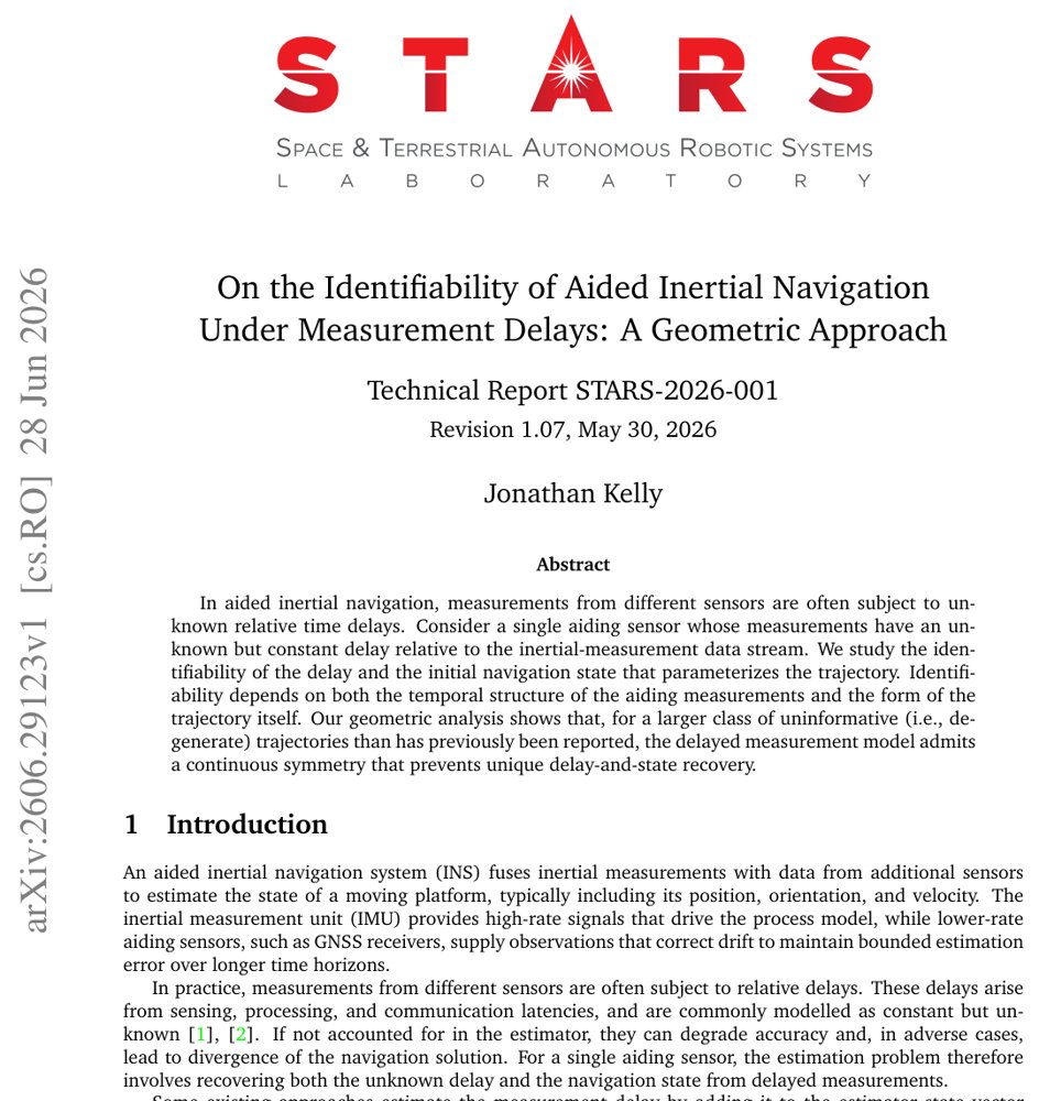 On the Identifiability of Aided Inertial Navigation Under Measurement Delays: A Geometric Approach Figure 1