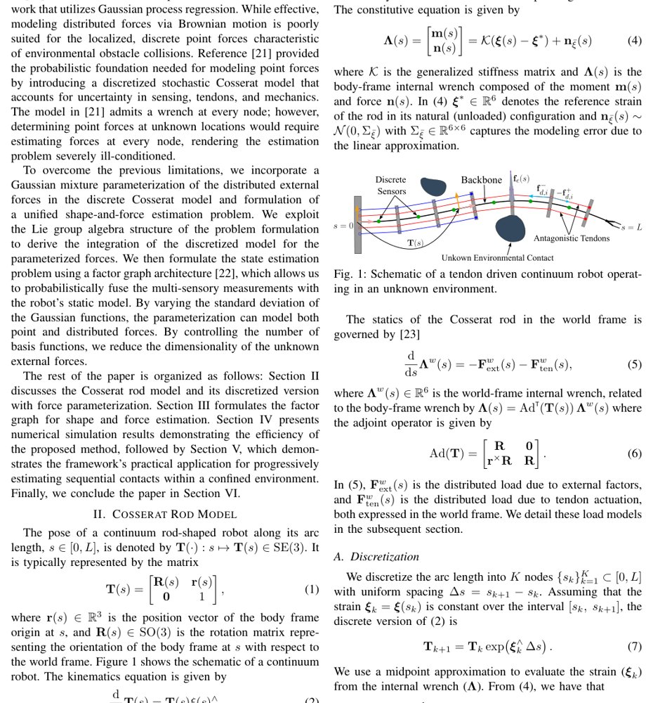 Multi-Contact Force Estimation for Continuum Robots via Gaussian-Parameterized Factor Graphs Figure 1