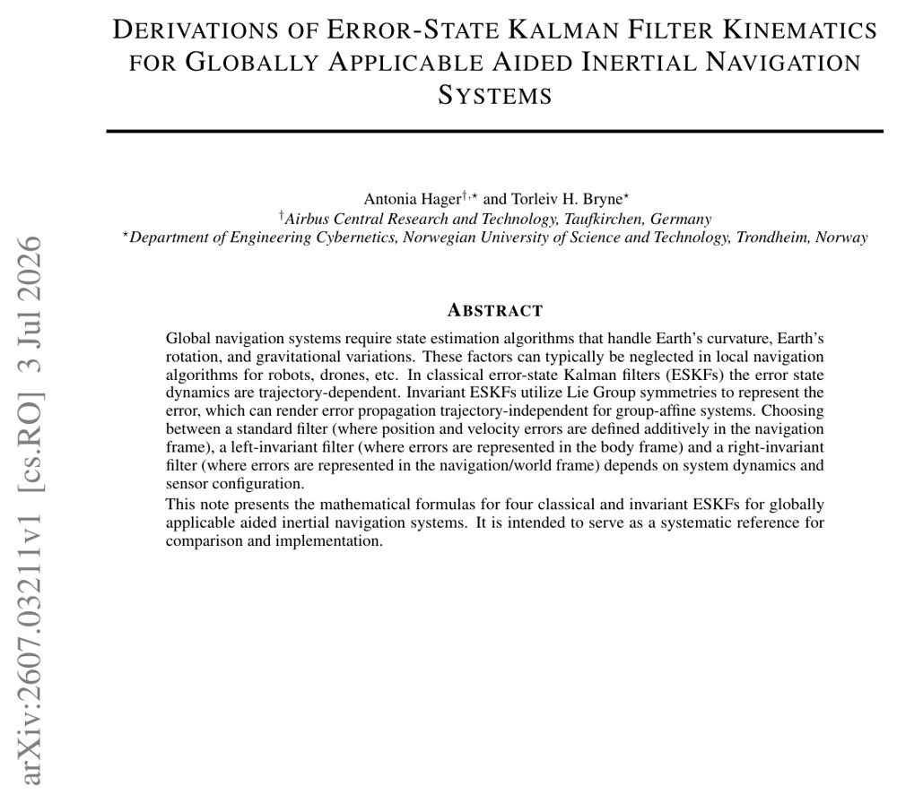 Derivations of Error-State Kalman Filter Kinematics for Globally Applicable Aided Inertial Navigation Systems Figure 1