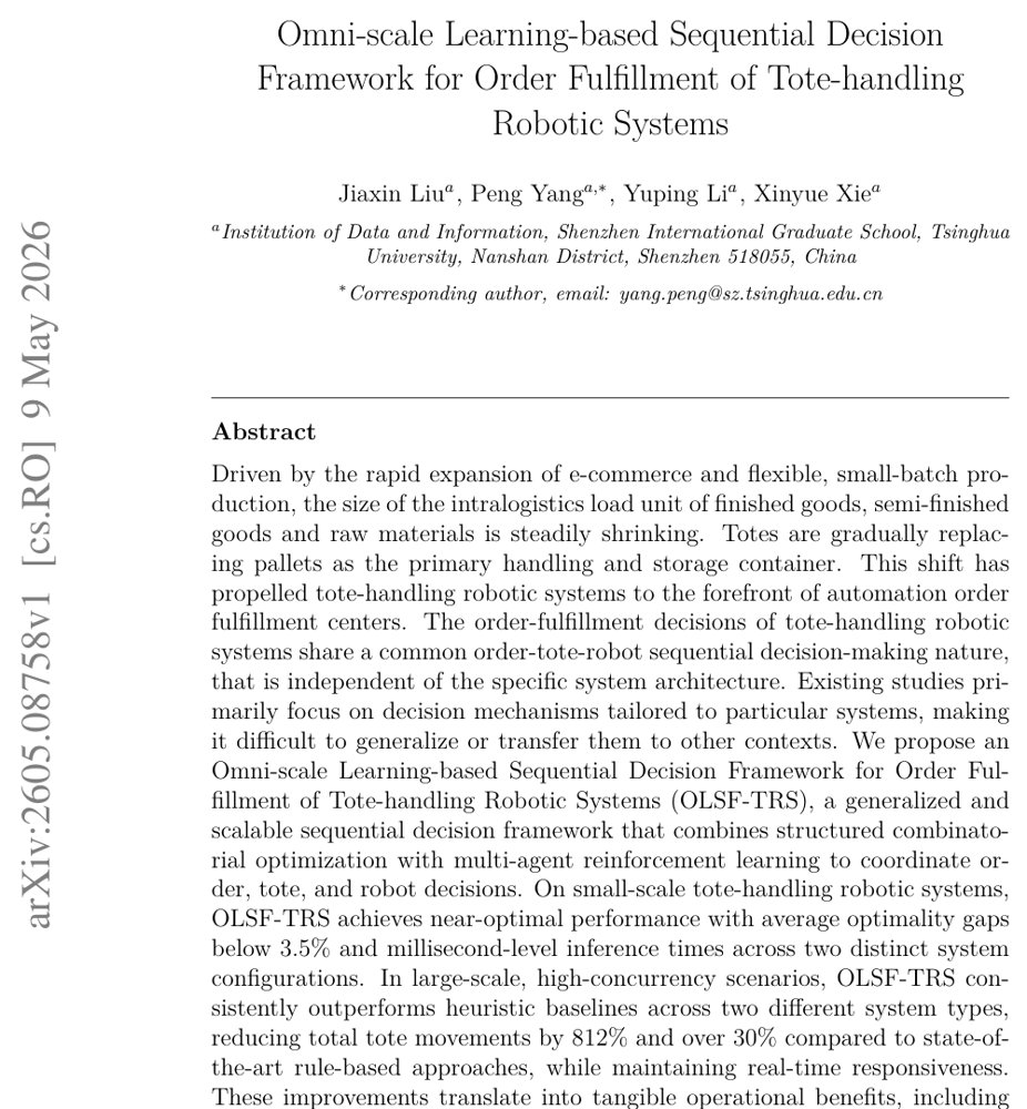 Omni-scale Learning-based Sequential Decision Framework for Order Fulfillment of Tote-handling Robotic Systems Figure 1