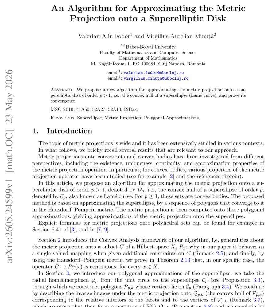 An Algorithm for Approximating the Metric Projection onto a Superelliptic Disk Figure 1
