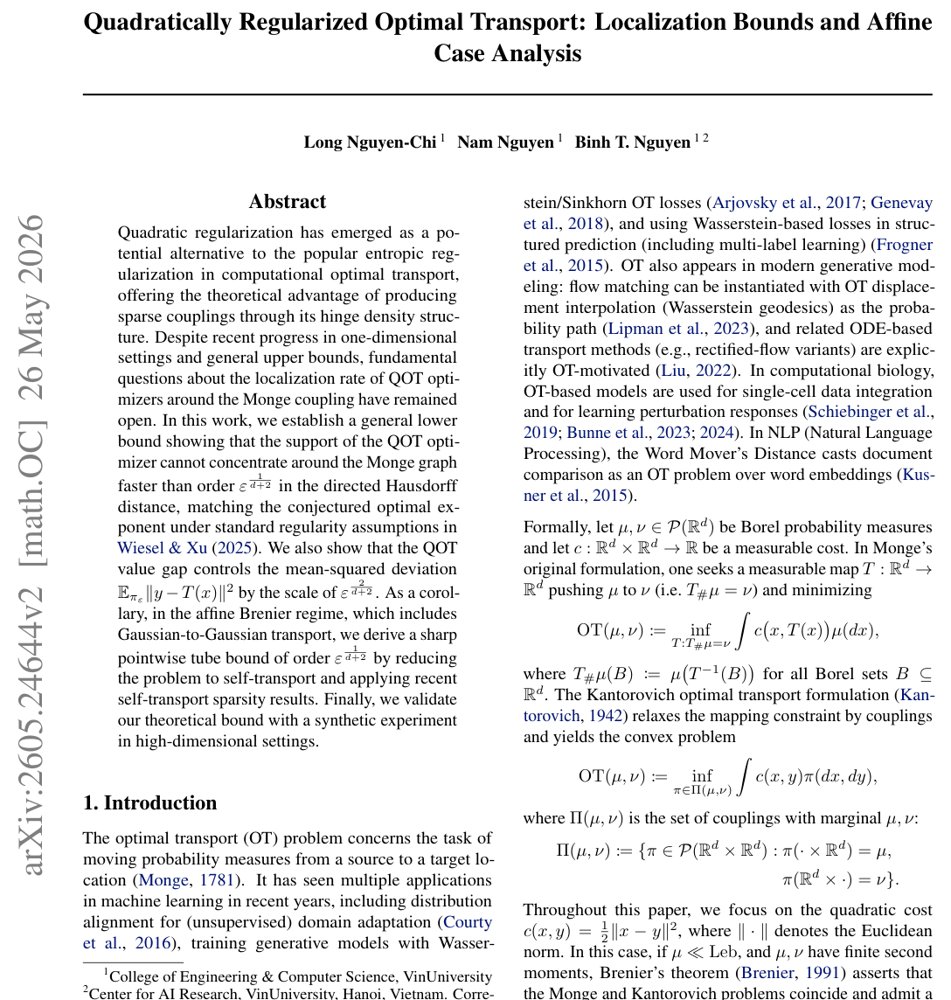 Quadratically Regularized Optimal Transport: Localization Bounds and Affine Case Analysis Figure 1