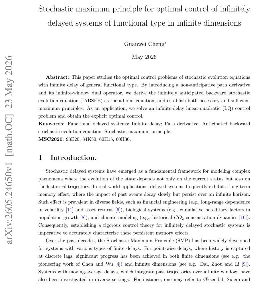 Stochastic maximum principle for optimal control of infinitely delayed systems of functional type in infinite dimensions Figure 1