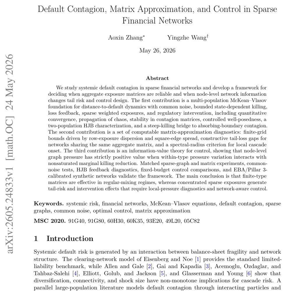 Default Contagion, Matrix Approximation, and Control in Sparse Financial Networks Figure 1
