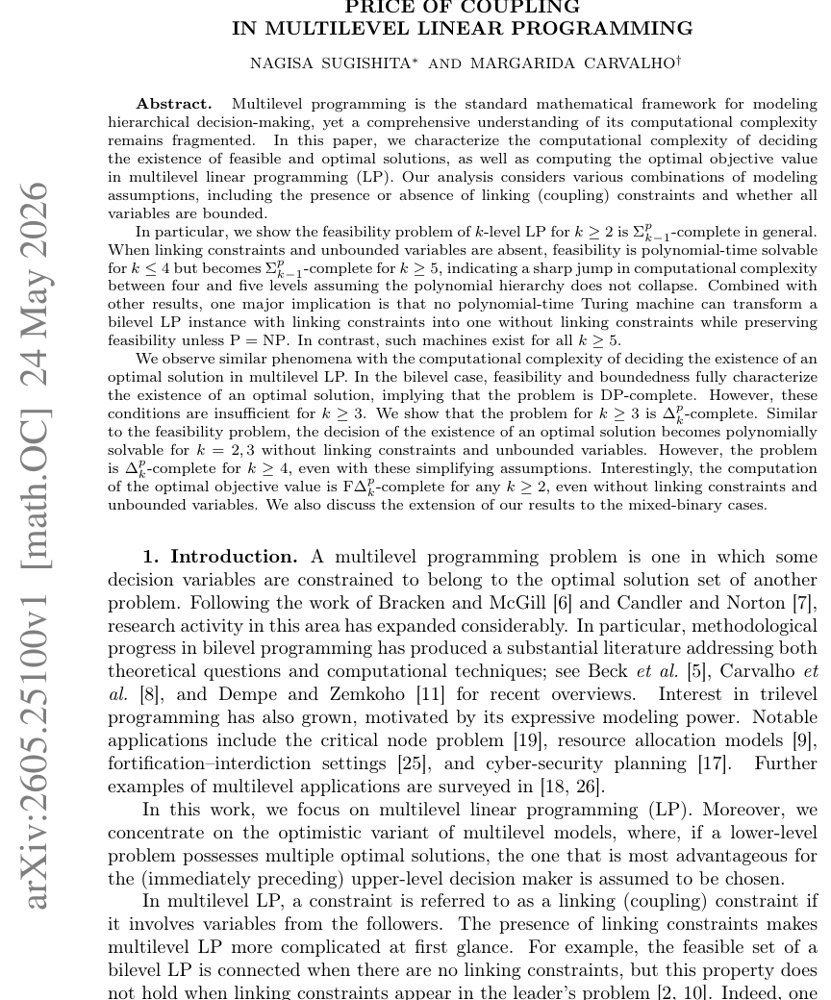 Price of Coupling in Multilevel Linear Programming Figure 1
