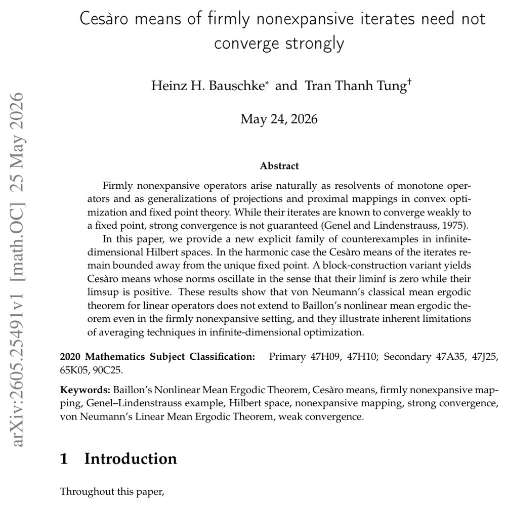 Cesàro means of firmly nonexpansive iterates need not converge strongly Figure 1