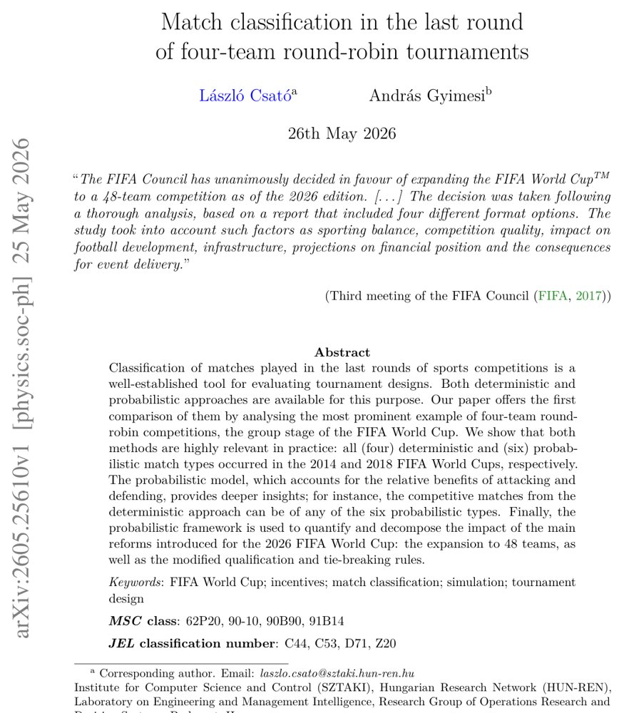 Match classification in the last round of four-team round-robin tournaments Figure 1