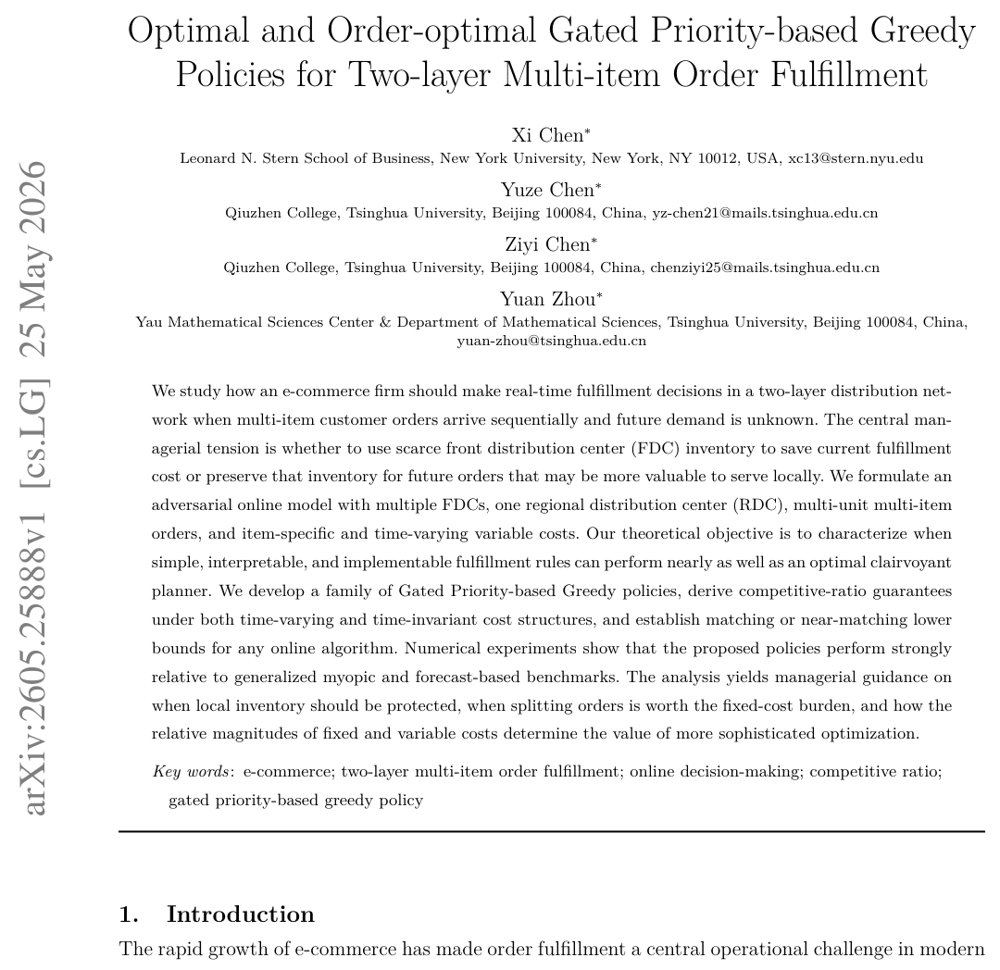 Optimal and Order-optimal Gated Priority-based Greedy Policies for Two-layer Multi-item Order Fulfillment Figure 1