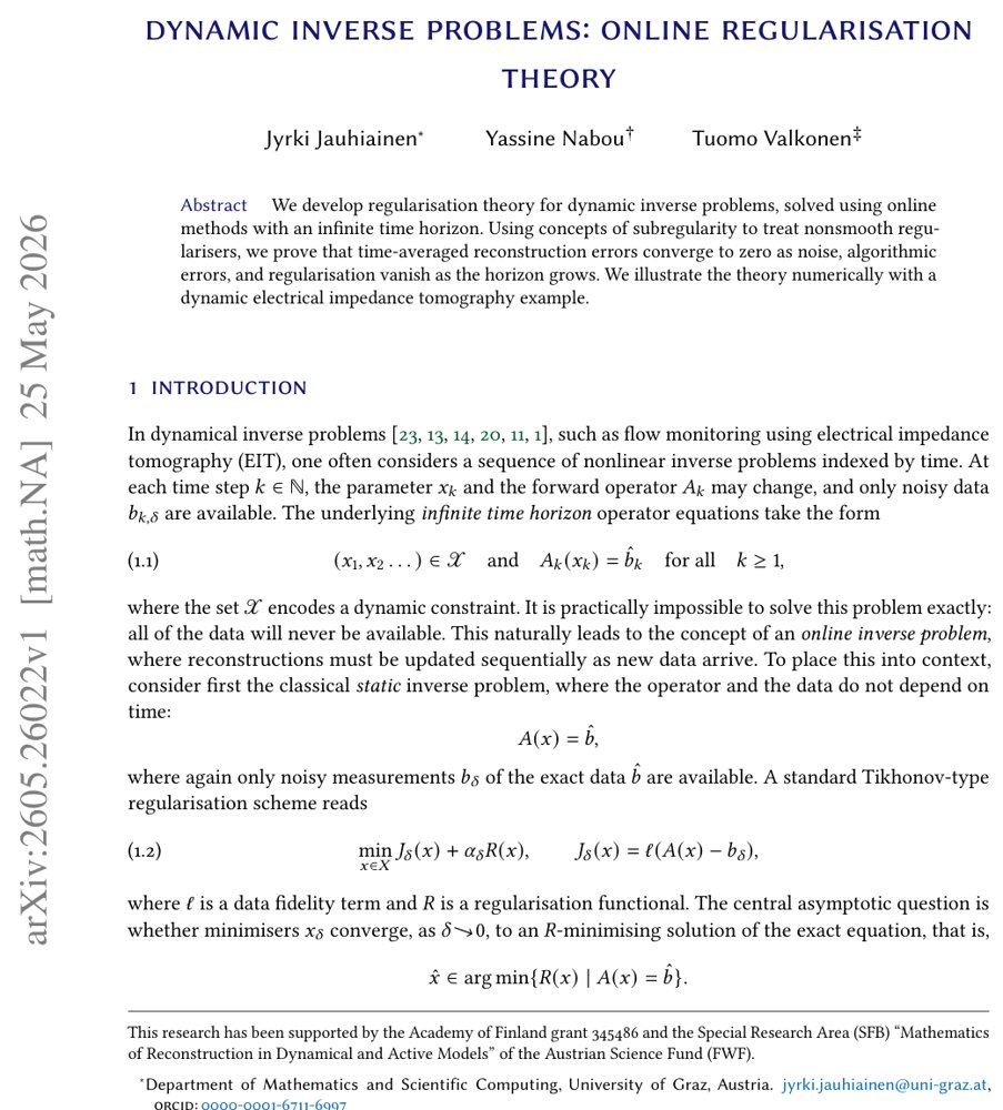Dynamic inverse problems: Online regularisation theory Figure 1