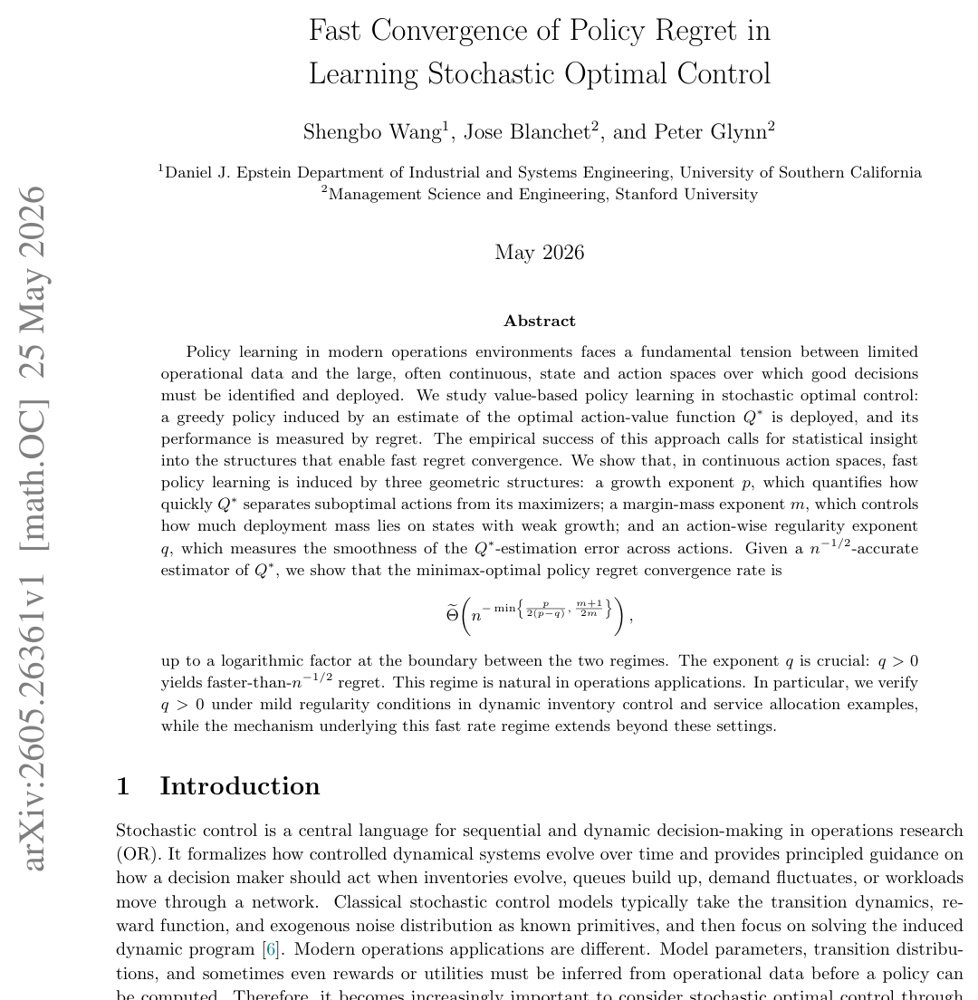 Fast Convergence of Policy Regret in Learning Stochastic Optimal Control Figure 1