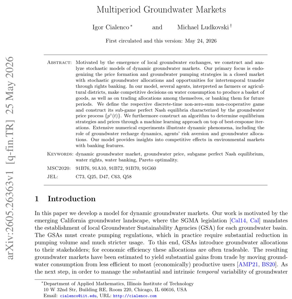 Multiperiod Groundwater Markets Figure 1