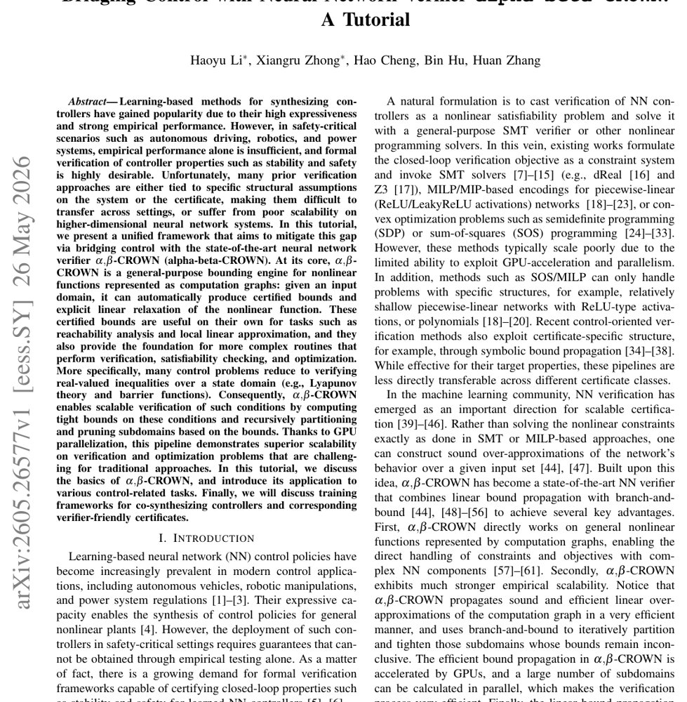 Bridging Control with Neural Network Verifier alpha-beta-CROWN: A Tutorial Figure 1