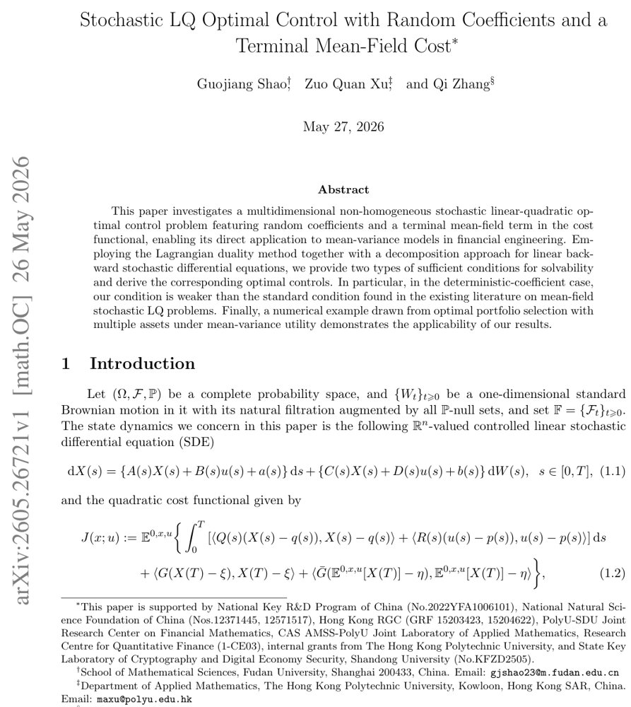 Stochastic LQ Optimal Control with Random Coefficients and a Terminal Mean-Field Cost Figure 1