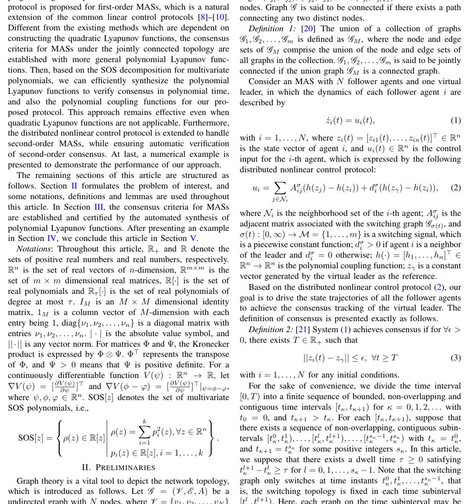 Automated Synthesis of Lyapunov Functions for Multi-Agent Systems under Jointly Connected Topology Figure 1