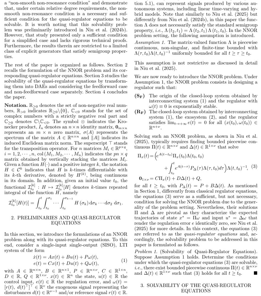 On the Solvability of Quasi-Regulator Equations in Non-smooth Output Regulation Figure 1
