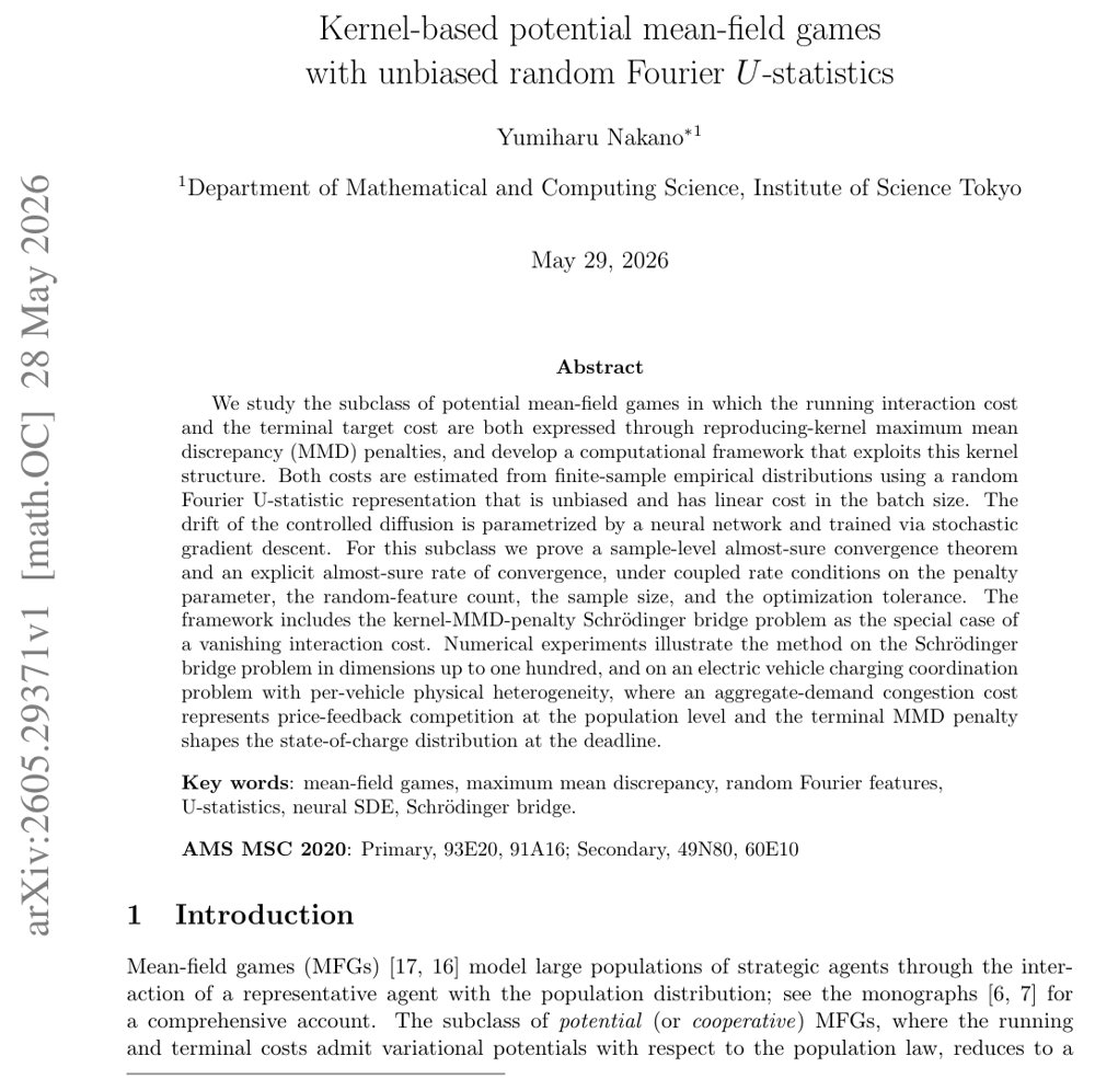 Kernel-based potential mean-field games with unbiased random Fourier $U$-statistics Figure 1