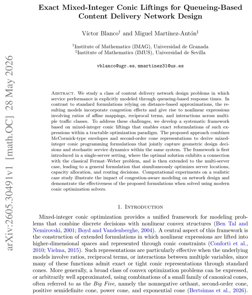 Exact Mixed-Integer Conic Liftings for Queueing-Based CDN Design Figure 1
