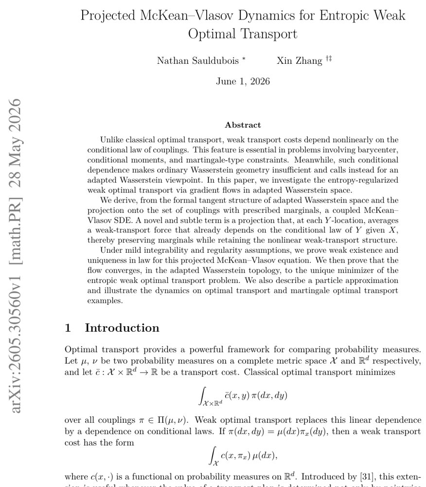 Projected McKean--Vlasov Dynamics for Entropic Weak Optimal Transport Figure 1