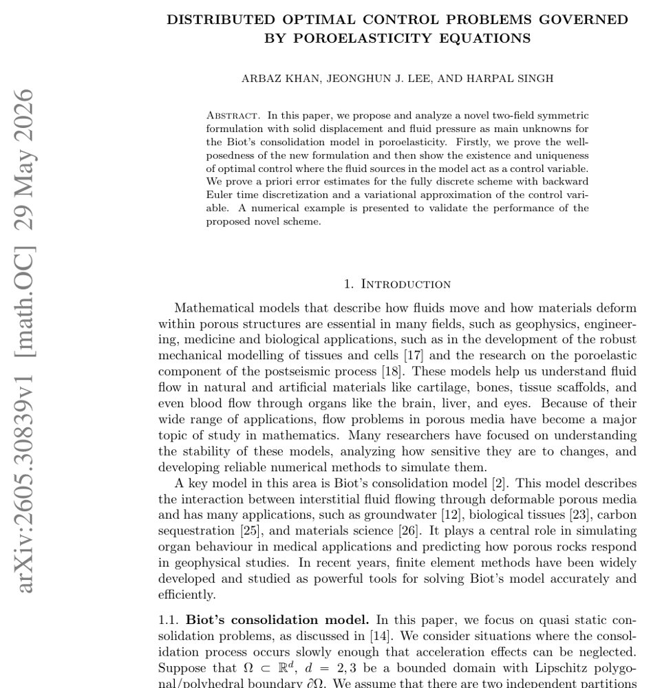 Distributed optimal control problems governed by poroelasticity equations Figure 1