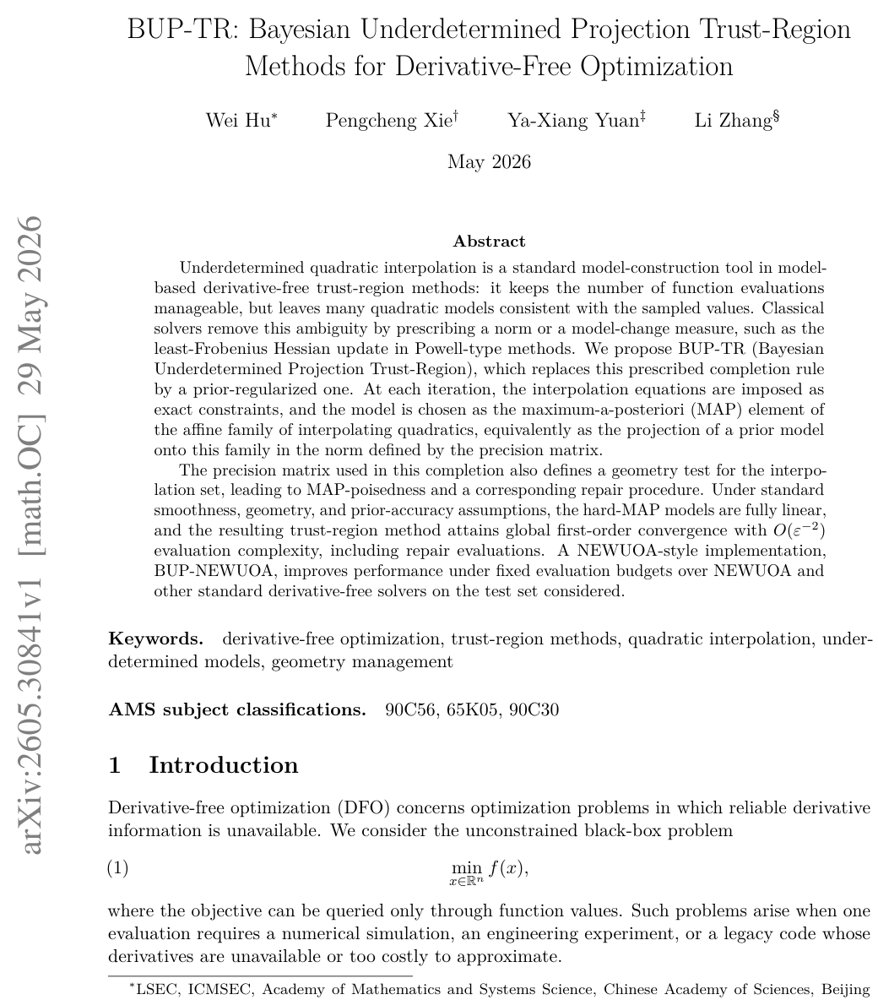 BUP-TR: Bayesian Underdetermined Projection Trust-Region Methods for Derivative-Free Optimization Figure 1