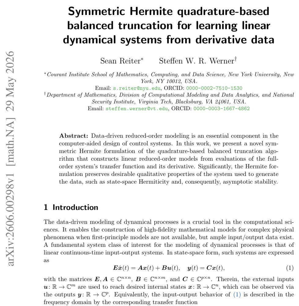 Symmetric Hermite quadrature-based balanced truncation for learning linear dynamical systems from derivative data Figure 1